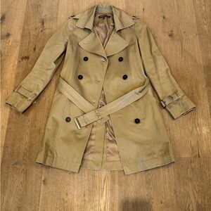 Comptoir Des Cotonniers Beige Double-Breasted short Trench Coat